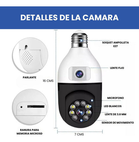 Cámara IP Doble Lente en Forma de Ampolleta