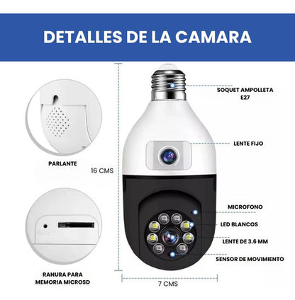 Cámara IP Doble Lente en Forma de Ampolleta
