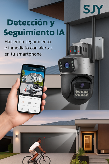 Cámara Doble Lente con IA, Visión Nocturna en Color