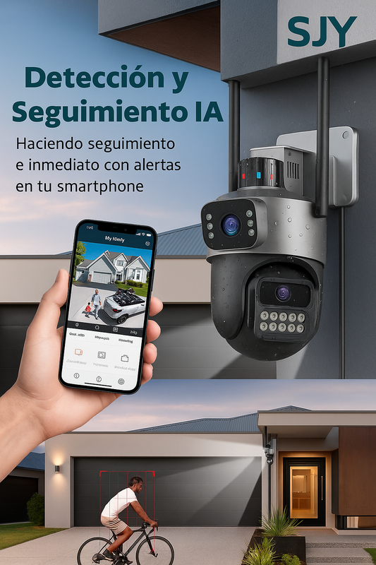 Cámara Doble Lente con IA, Visión Nocturna en Color