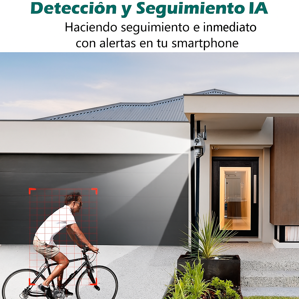 Cámara Doble Lente con IA, Visión Nocturna en Color